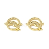 Brass Micro Pave Clear Cubic Zirconia Connector Charms KK-E068-VB059-2