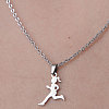 Non-Tarnish 201 Stainless Steel Running Girl Pendant Necklace NJEW-OY001-30-1