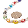Natural Pearl & Millefiori & Brass Beaded Necklace for Women NJEW-JN04177-01-5
