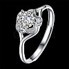 Adjustable 925 Sterling Silver Cubic Zirconia Finger Rings RJEW-BB20769-6-7