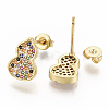 Brass Micro Pave Colorful Cubic Zirconia Stud Earrings EJEW-S208-038-1