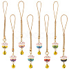   1 Set Japanese Style Enamel Lucky Cat Brass Bell Decoration Phone Charms Strap KEYC-PH0001-89-1