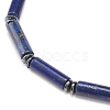 Natural Gemstone Column & Synthetic Hematite Stretch Bracelet BJEW-JB08458-7