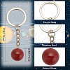 DELORIGIN 6Pcs 6 Styles Round Natural & Synthetic Gemstone Pendant Keychain KEYC-DR0001-02-2