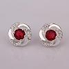 Flower Silver Color Plated Brass Cubic Zirconia Stud Earrings EJEW-BB11772-A-8