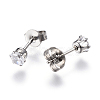Personalized Lovers Day Gifts for Him Cubic Zirconia Ear Studs EJEW-H073-01-2