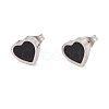 Black Acrylic Heart Stud Earrings EJEW-G291-03M-5