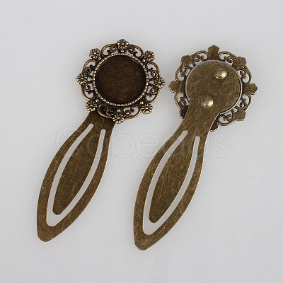 Antique Bronze Iron Bookmark Cabochon Settings PALLOY-N0084-03AB-NF-1