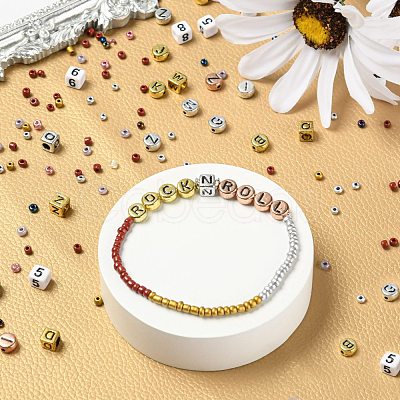 Metallic Colour Letter Beads Kit for DIY Jewelry Making Findings Kit DIY-YW0004-85-1