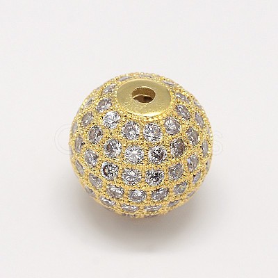 CZ Brass Micro Pave Cubic Zirconia Round Beads ZIRC-L017-05-1