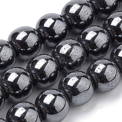 Non-magnetic Synthetic Hematite Beads Strands G-S259-44-12mm-1