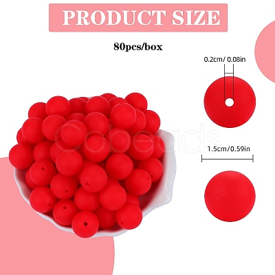 80Pcs Round Silicone Focal Beads SIL-SZ0001-24-35-1