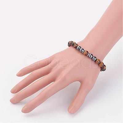 Non-Magnetic Synthetic Hematite Beaded Stretch Bracelets BJEW-JB02900-1