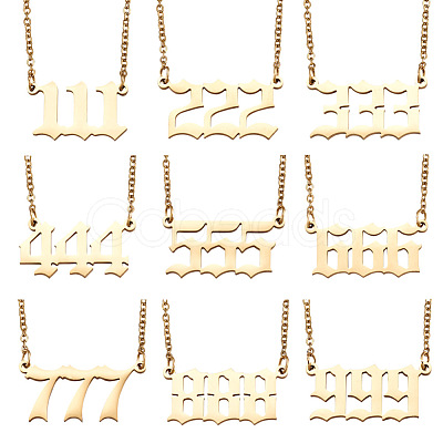 Kissitty 9Pcs 9 Style Angel Number Necklace NJEW-KS0001-05-1