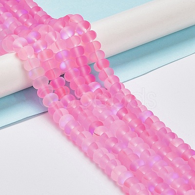 Frosted Transparent Glass Beads Strands FGLA-M002-01J-1