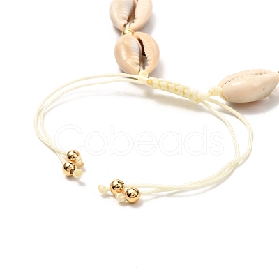 Natural Cowrie Shell Braided Bead Anklets Set for Girl Women AJEW-AN00451-02-1