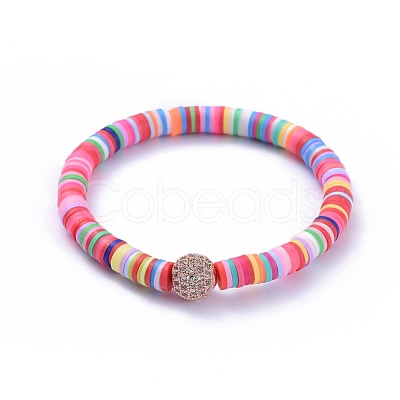 Handmade Polymer Clay Heishi Bead Stretch Bracelets BJEW-JB05097-03-1