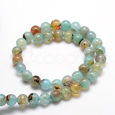 Dyed Natural Agate Round Beads Strands X-G-E321A-6mm-02-1