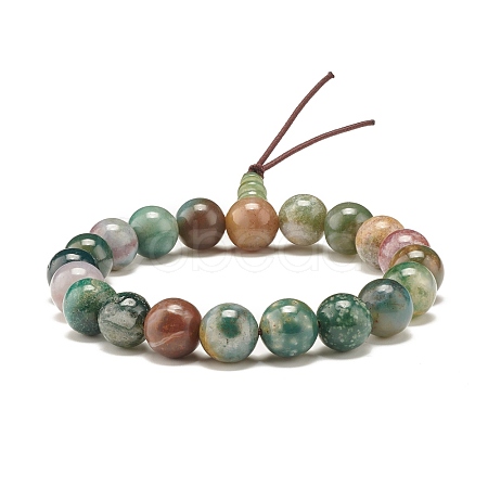 Natural Indian Agate Round Beads Stretch Bracelet BJEW-JB07235-03-1