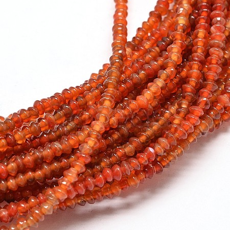 Natural Red Agate Bicone Bead Strands G-E254-96-1