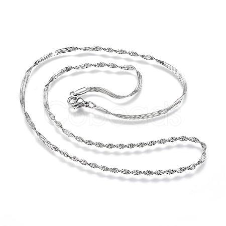 304 Stainless Steel Singapore Chain Necklaces NJEW-G271-27P-1