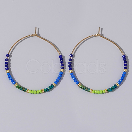 Glass Colorful Beads Hoop Earrings for Women SX7137-2-1
