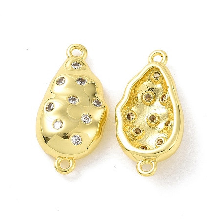 Rack Plating Eco-Friendly Brass Micro Pave Cubic Zirconia Connector Charms KK-F844-07G-1
