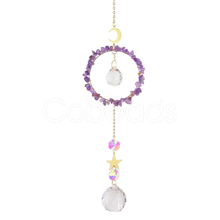 Crystal Glass with Natural Amethyst Sun Catcher Pendant PW-WG84674-01-1