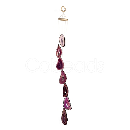 Chakra Natural Dyed Agate Piece Hanging Ornament HJEW-R126-01F-1
