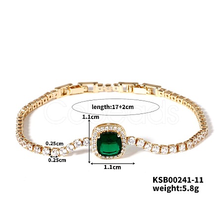 Elegant and Versatile Square Brass Cubic Zirconia Bracelets for European and American Fashion FS6985-5-1