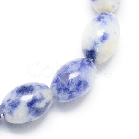 Oval Shaped Natural Gemstone Blue Spot Jasper Beads Strands X-G-S106-9x6mm-12-1