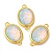 Synthetic Opal Connector Charms, Rack Plating Brass Oval Links, Golden, Champagne Yellow, 18x11x5mm, Hole: 1.4mm