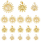 DICOSMETIC 18Pcs 3 Style Brass Pendants, Sun, Real 18K Gold Plated, 15.5~22x12~19x2.2~3mm, Hole: 1~1.2mm, 6pcs/style