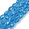 Transparent Electroplate Glass Beads Strands, AB Color Plated, Faceted, Teardrop, Dodger Blue, 8x6mm, Hole: 1.2mm, about 65~67pcs/strand, 20.08''(51cm)