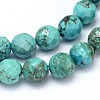Faceted Round Natural Magnesite Beads Strands TURQ-C003-8mm-12-2