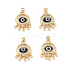 Lampwork Evil Eye Pendants with Colorful Cubic Zirconia ZIRC-L102-14G-04-1