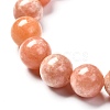 Natural Peach Calcite Round Beads Stretch Bracelet for Her BJEW-JB06822-02-5