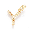 Golden Plated Brass Micro Pave Clear Cubic Zirconia Pendants ZIRC-L093-01Y-2