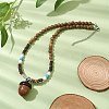 Natural Wenge Wood Pendant Necklaces NJEW-JN04791-01-3