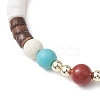 4Pcs 4 Styles Round Natural Red Jasper & Synthetic Turquoise & White Shell & Coconut Beaded Stretch Bracelet Sets BJEW-JB10812-4