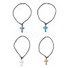 Synthetic Non-Magnetic Hematite Cross Pendant Necklaces for Women Men NJEW-E097-01-1