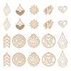 Elecrelive 100Pcs 10 Styles Undyed Natural Wooden Big Pendants WOOD-EL0001-03-2