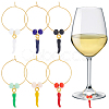 Horn of Plenty Alloy Enamel with Glass Bead Wine Glass Charms AJEW-AB00040-1