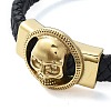 Men's Braided Black PU Leather Cord Bracelets BJEW-K243-39A-G-2