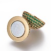 Brass Micro Pave Cubic Zirconia Magnetic Clasps with Loops ZIRC-L075-49D-3
