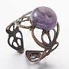 Adjustable Mixed Stone Wide Band Cuff Rings RJEW-JR00147-2