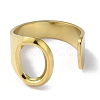 Real 18K Gold Plated 304 Stainless Steel Initial Letter Open Cuff Ring RJEW-H215-09G-02-2