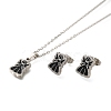 304 Stainless Steel Enamel Angel Stud Earrings & Pendant Necklace Set for Women SJEW-S002-01P-2