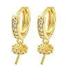 Brass Micro Pave Clear Cubic Zirconia Hoop Earring Findings KK-G490-12G-1