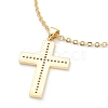 Brass Micro Pave Cubic Zirconia Cross Pendant Necklaces NJEW-F281-08-4